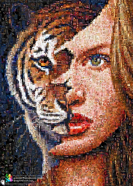 Photomosaic (Photo collage) -- Girl and Lion